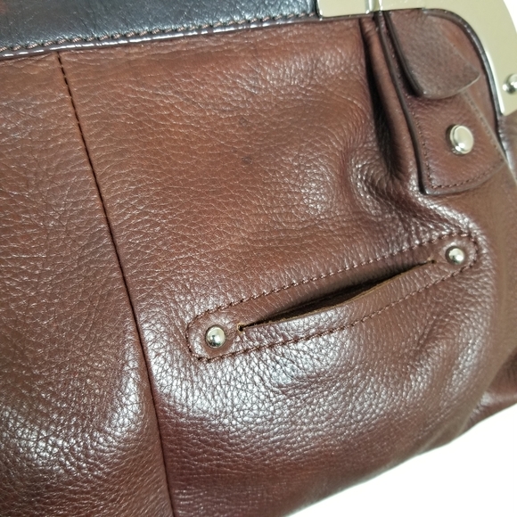 B. Makowsky Handbag Womens Brown Leather Satchel Shoulder Bag Purse Double Strap - Picture 9 of 16